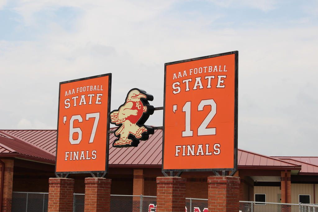 state finalist banner at ricebird stadium