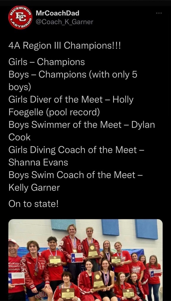 girls team district champs boys, team district champs diver of the meat, Holly Fogle swim coach of the meet Kelly Garner dive team coach of the meet Shanna Evans